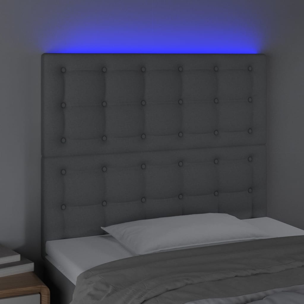 Tête de lit à LED Gris clair 100x5x118/128 cm Tissu - XIOS