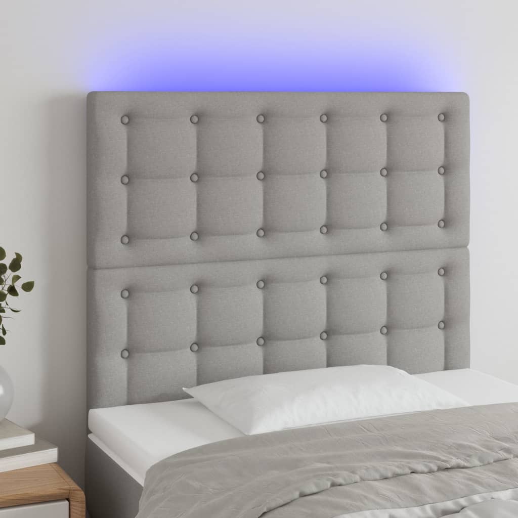 Tête de lit à LED Gris clair 100x5x118/128 cm Tissu - XIOS
