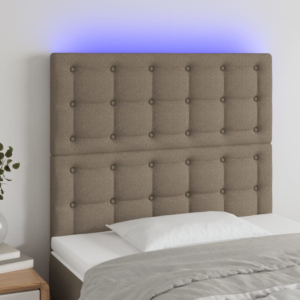 Tête de lit à LED Taupe 100x5x118/128 cm Tissu - XIOS