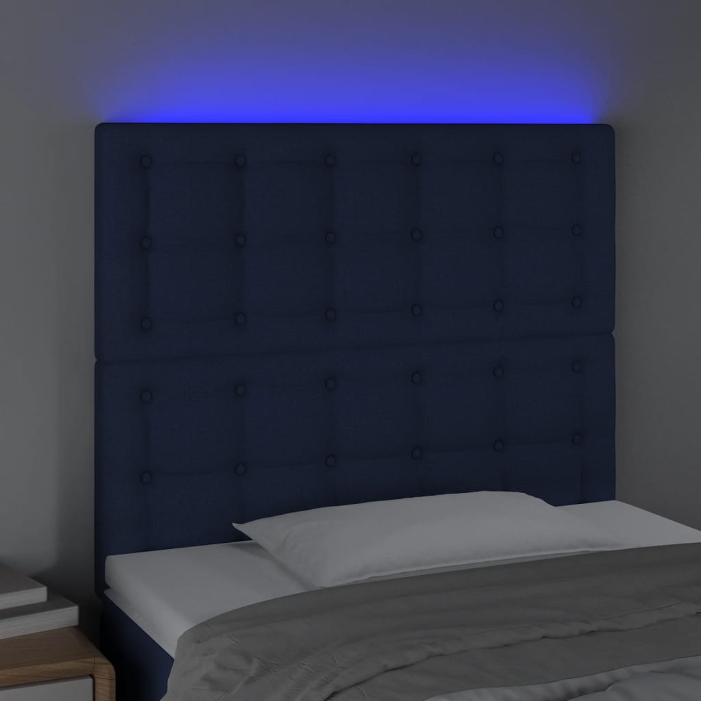 Tête de lit à LED Bleu 100x5x118/128 cm Tissu - XIOS