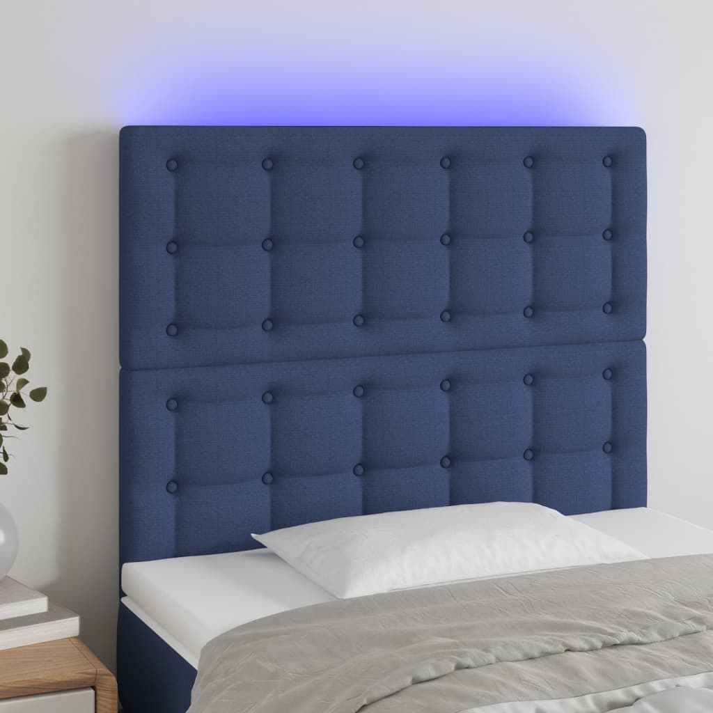 Tête de lit à LED Bleu 100x5x118/128 cm Tissu - XIOS