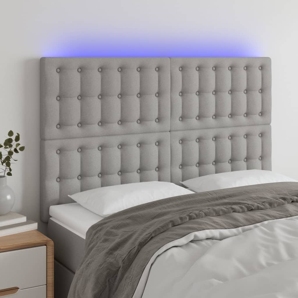 Tête de lit à LED Gris clair 144x5x118/128 cm Tissu - XIOS