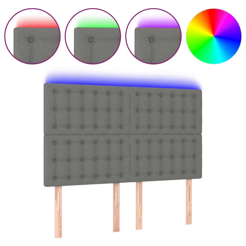 Tête de lit à LED Gris foncé 144x5x118/128 cm Tissu - XIOS