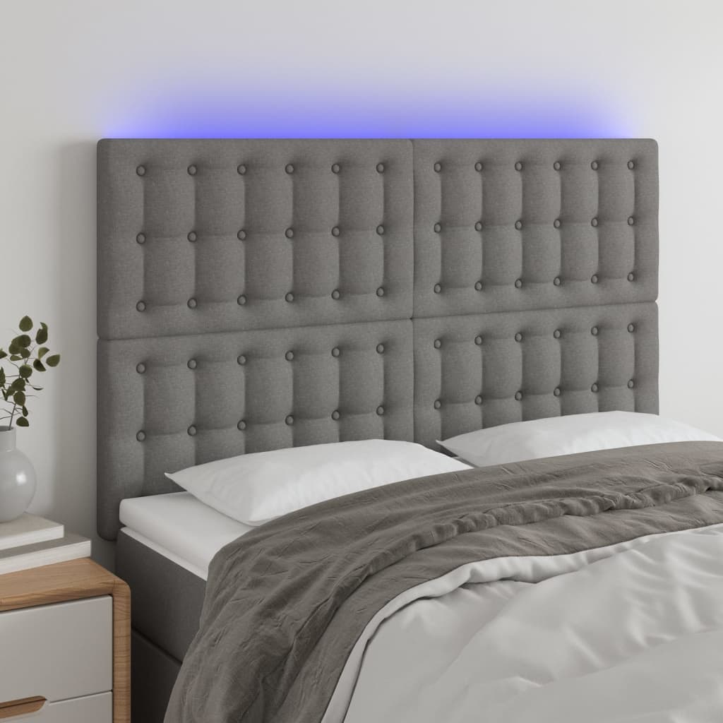 Tête de lit à LED Gris foncé 144x5x118/128 cm Tissu - XIOS