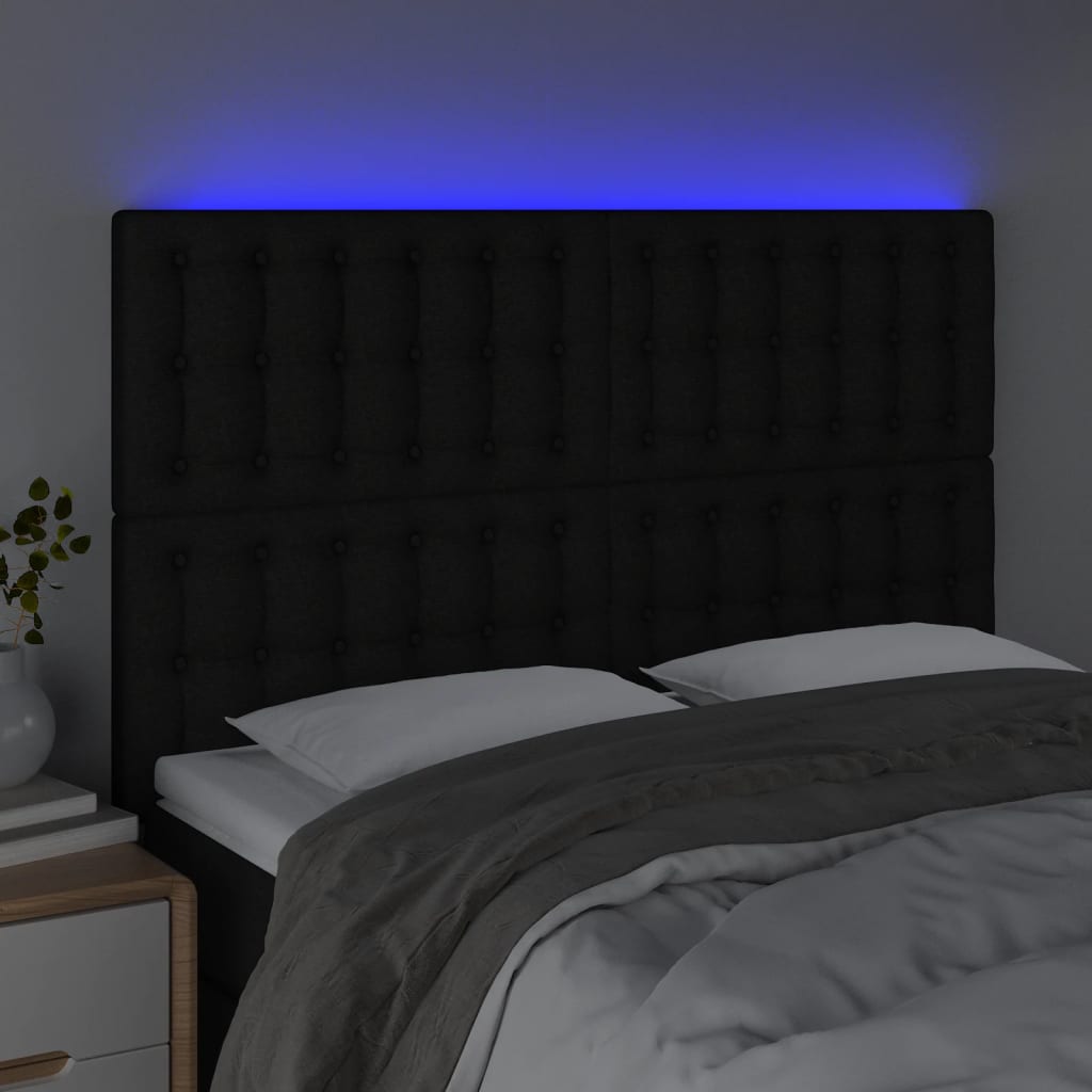 Tête de lit à LED Noir 144x5x118/128 cm Tissu - XIOS