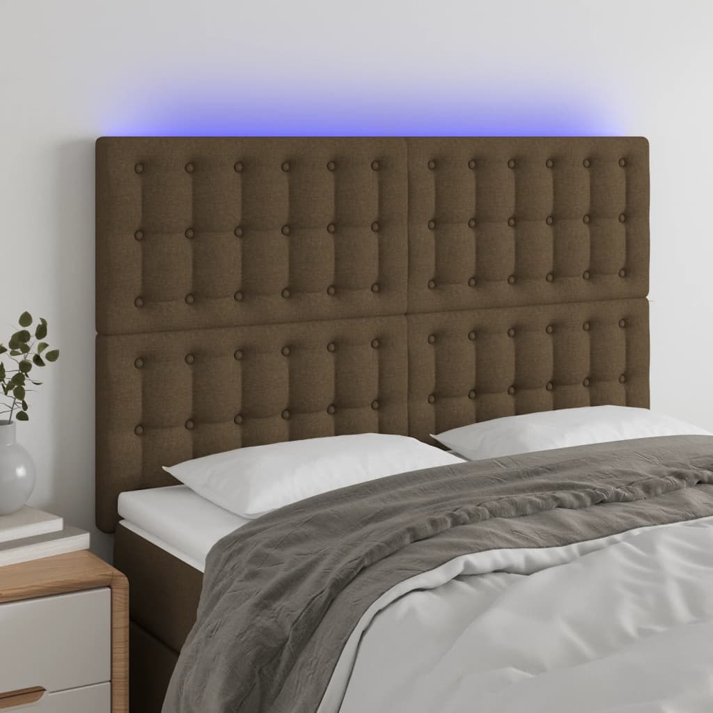 Tête de lit à LED Marron foncé 144x5x118/128 cm Tissu - XIOS