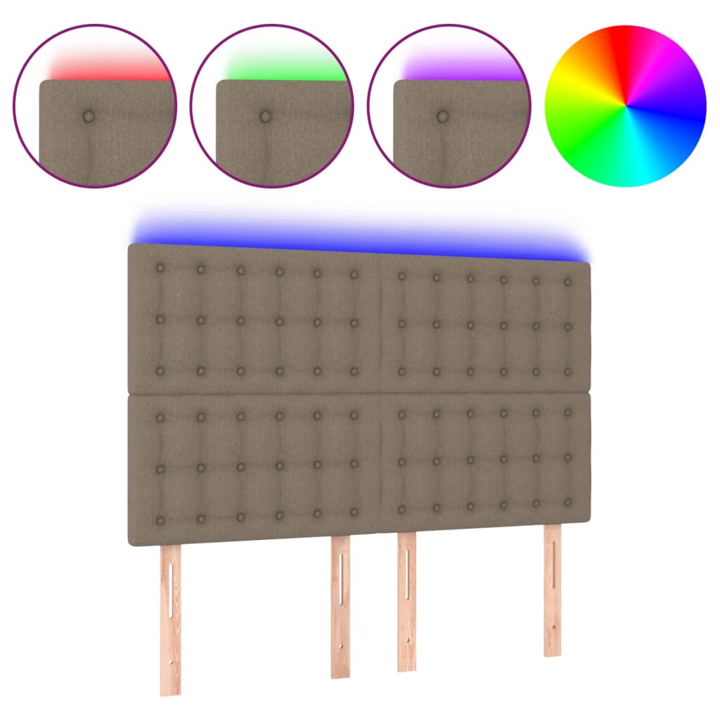 Tête de lit à LED Taupe 144x5x118/128 cm Tissu - XIOS