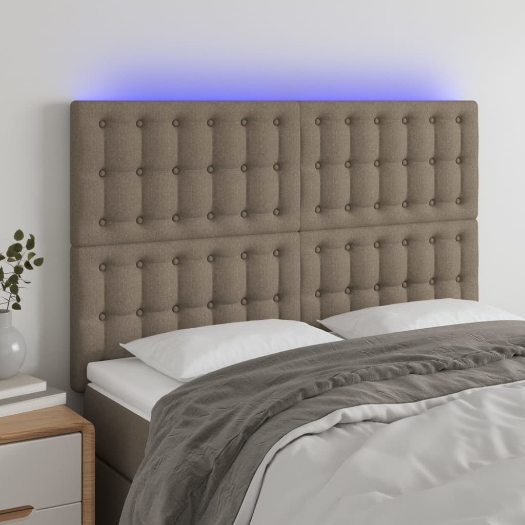 Tête de lit à LED Taupe 144x5x118/128 cm Tissu - XIOS