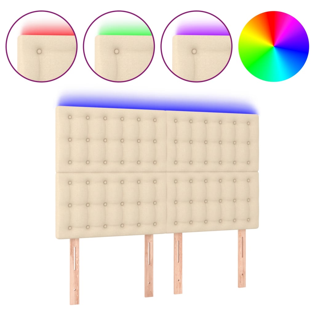 Tête de lit à LED Crème 144x5x118/128 cm Tissu - XIOS