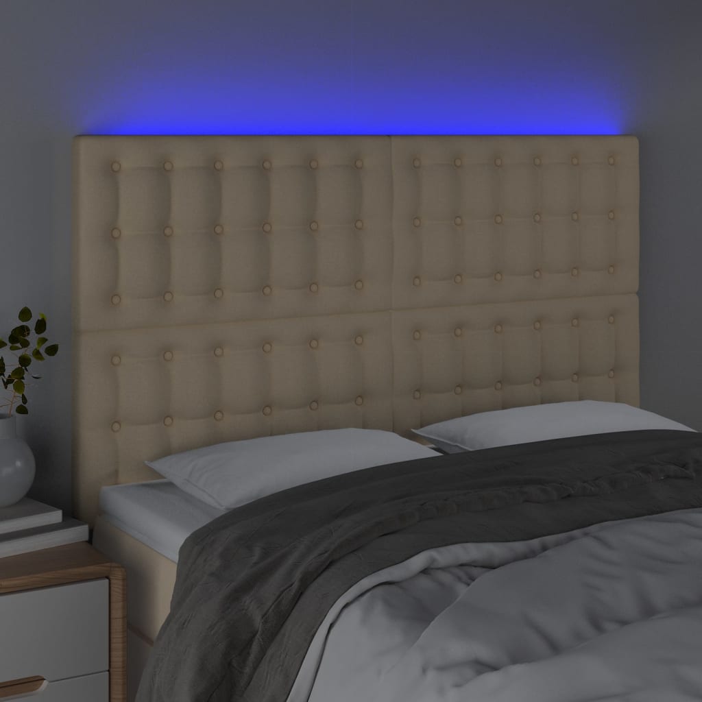 Tête de lit à LED Crème 144x5x118/128 cm Tissu - XIOS