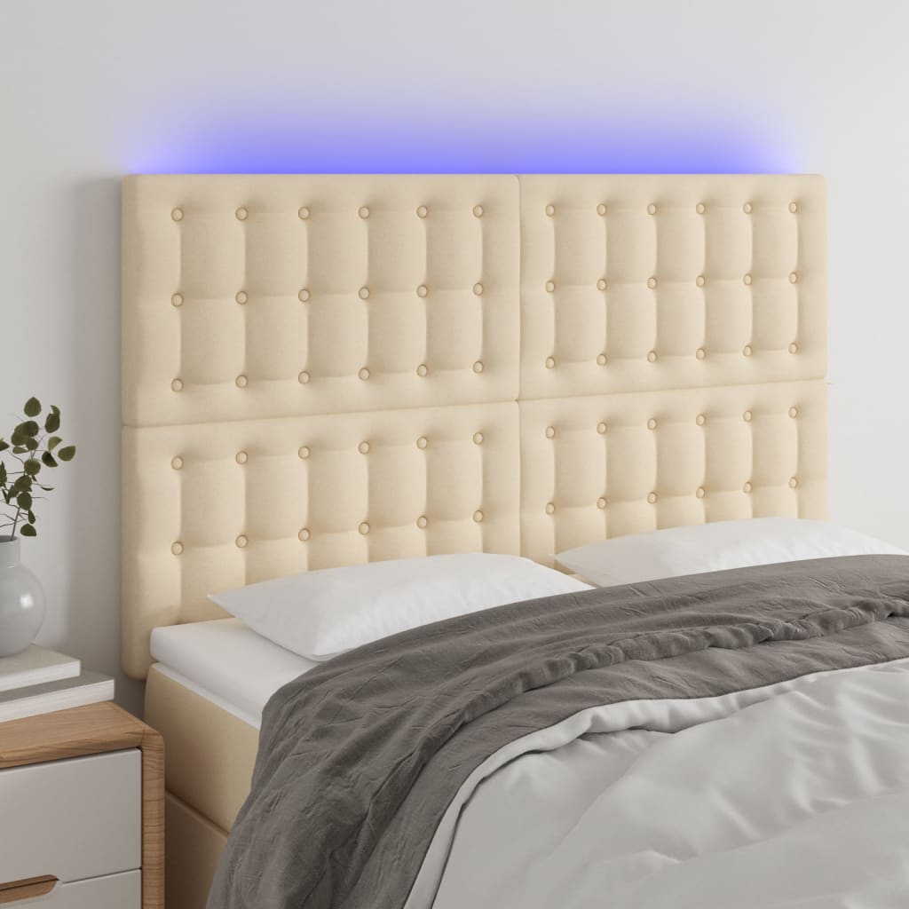 Tête de lit à LED Crème 144x5x118/128 cm Tissu - XIOS