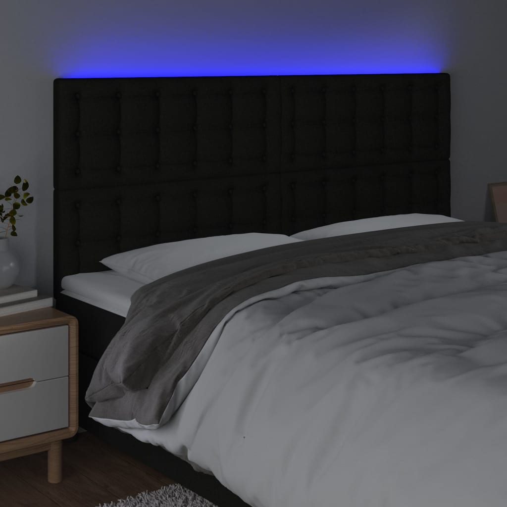 Tête de lit à LED Noir 180x5x118/128 cm Tissu - XIOS