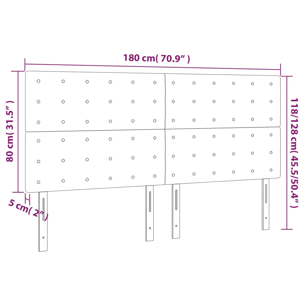 Tête de lit à LED Taupe 180x5x118/128 cm Tissu - XIOS
