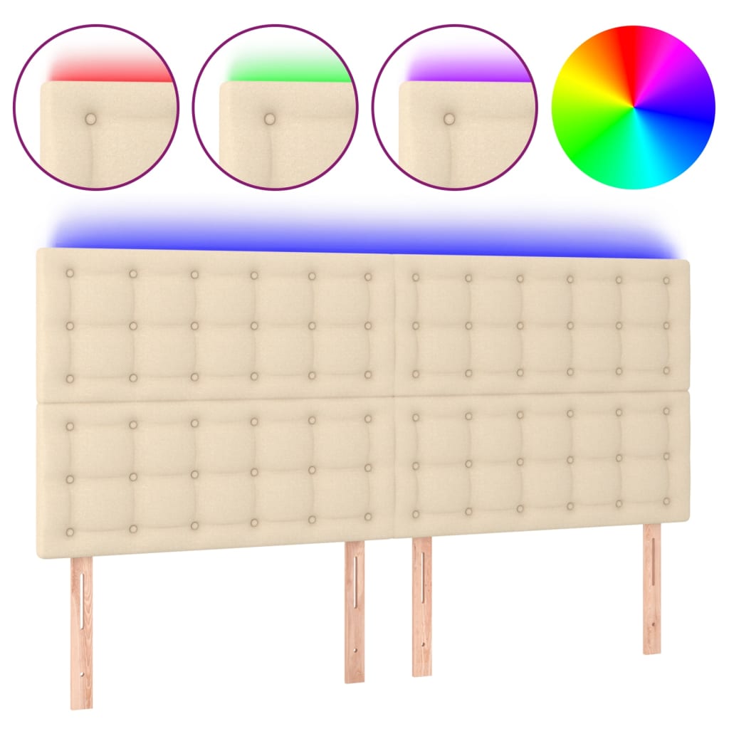 Tête de lit à LED Crème 180x5x118/128 cm Tissu - XIOS
