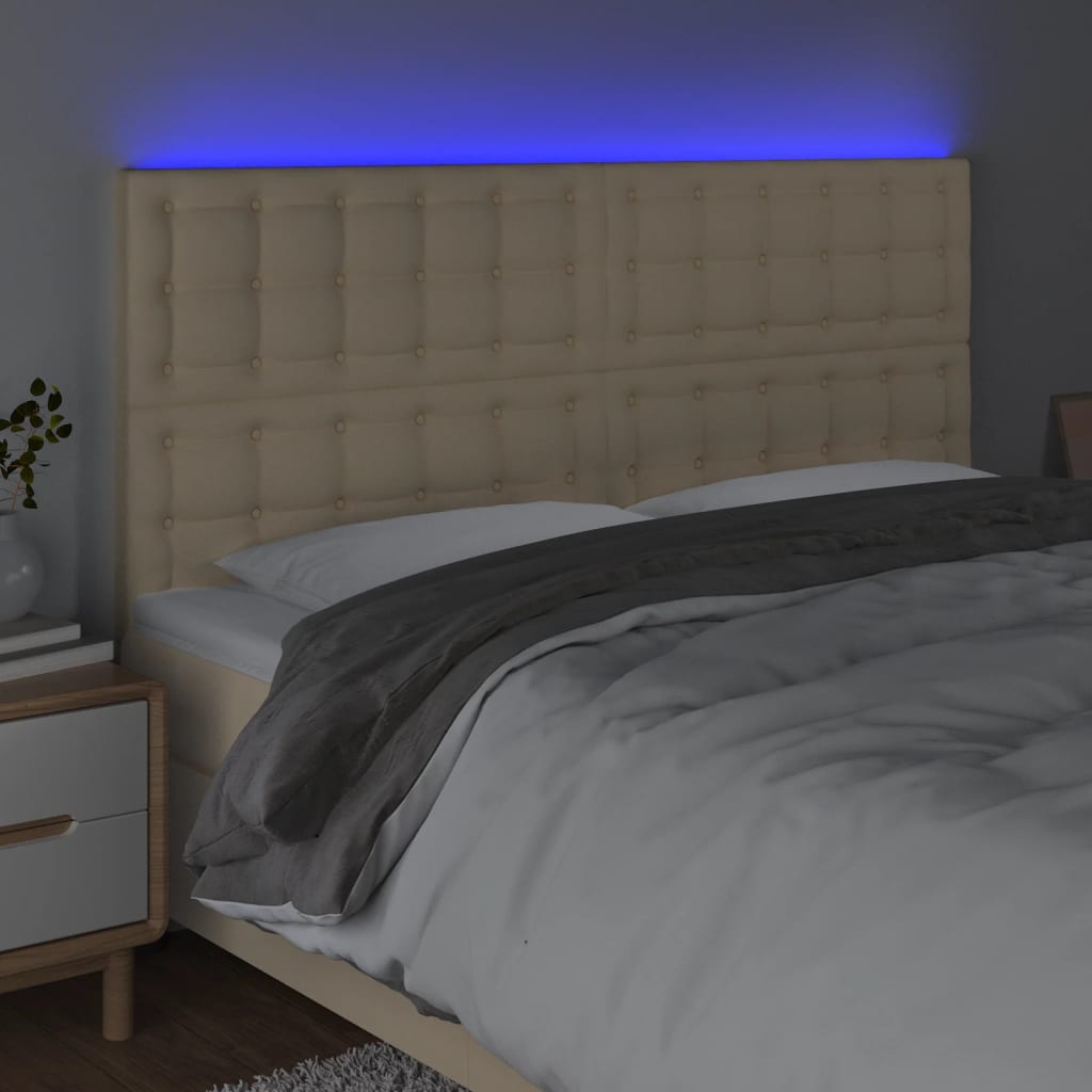 Tête de lit à LED Crème 180x5x118/128 cm Tissu - XIOS