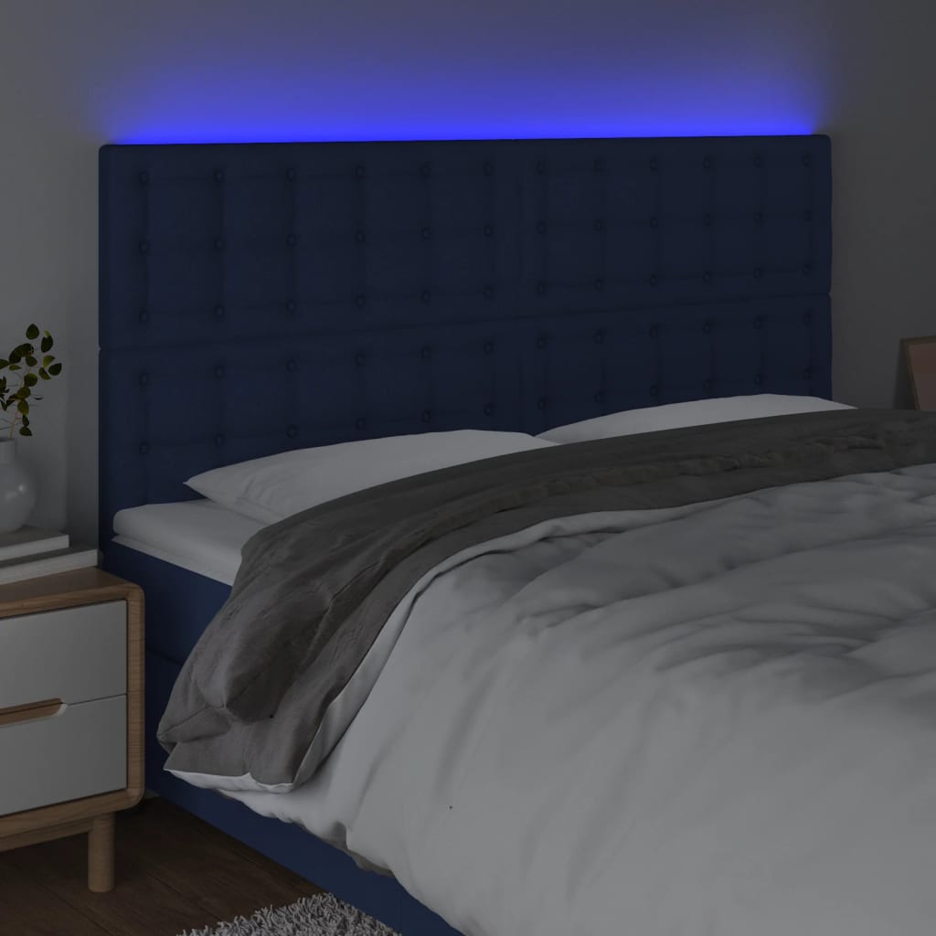Tête de lit à LED Bleu 180x5x118/128 cm Tissu - XIOS