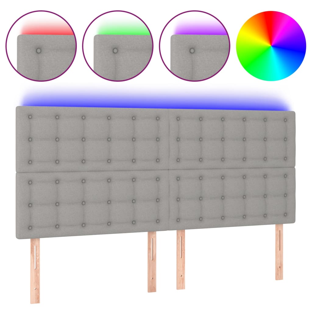 Tête de lit à LED Gris clair 200x5x118/128 cm Tissu - XIOS