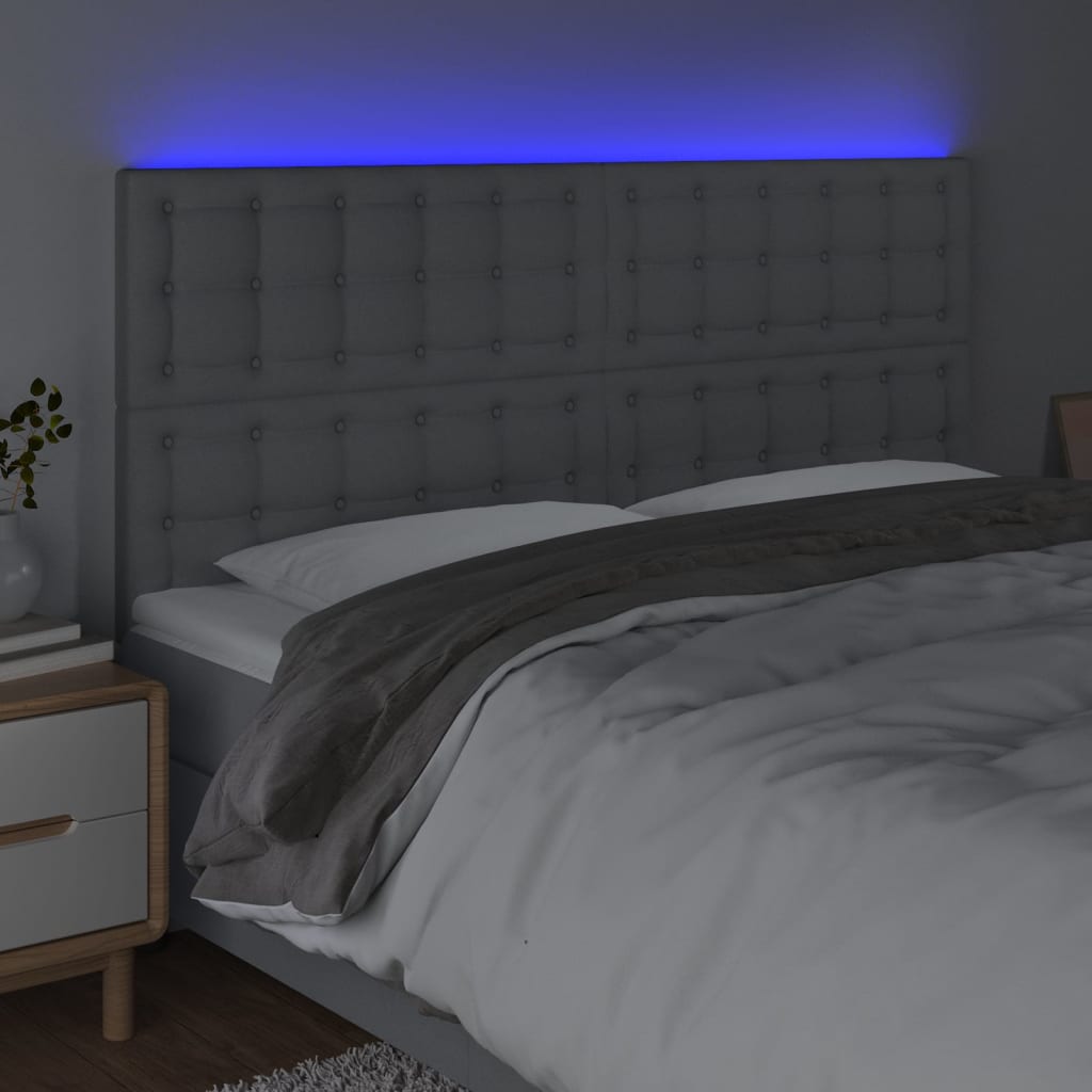 Tête de lit à LED Gris clair 200x5x118/128 cm Tissu - XIOS