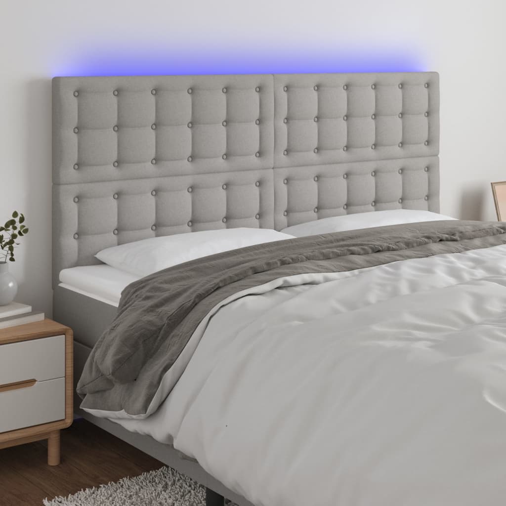 Tête de lit à LED Gris clair 200x5x118/128 cm Tissu - XIOS