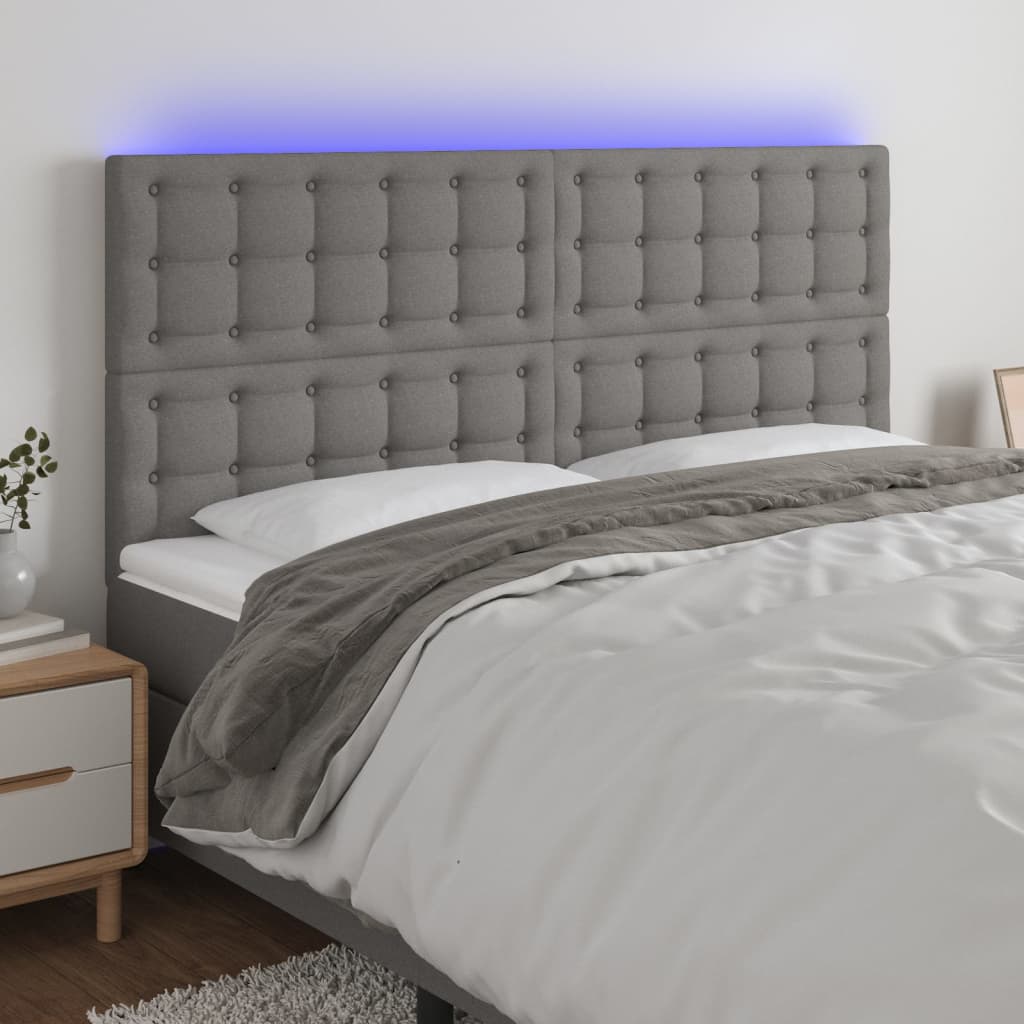 Tête de lit à LED Gris foncé 200x5x118/128 cm Tissu - XIOS