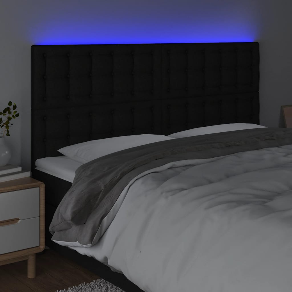 Tête de lit à LED Noir 200x5x118/128 cm Tissu - XIOS
