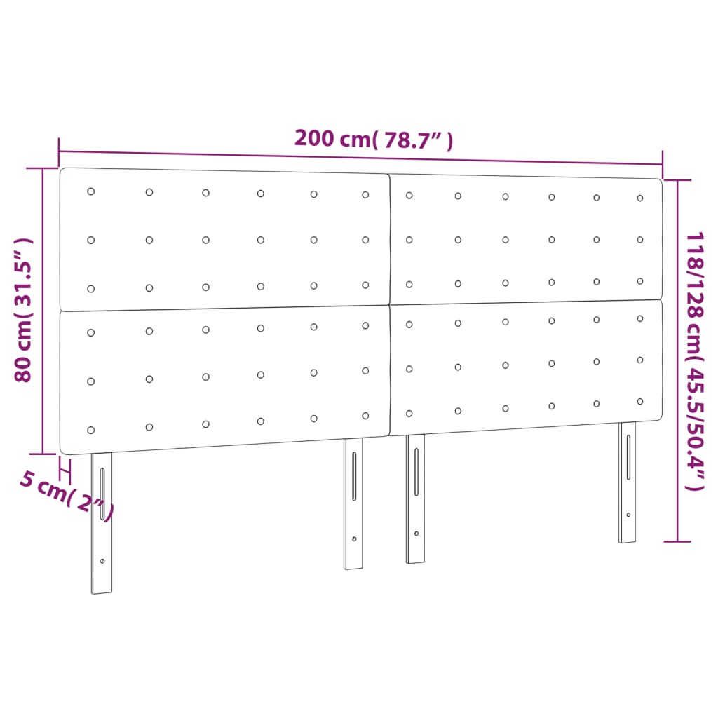 Tête de lit à LED Noir 200x5x118/128 cm Tissu - XIOS