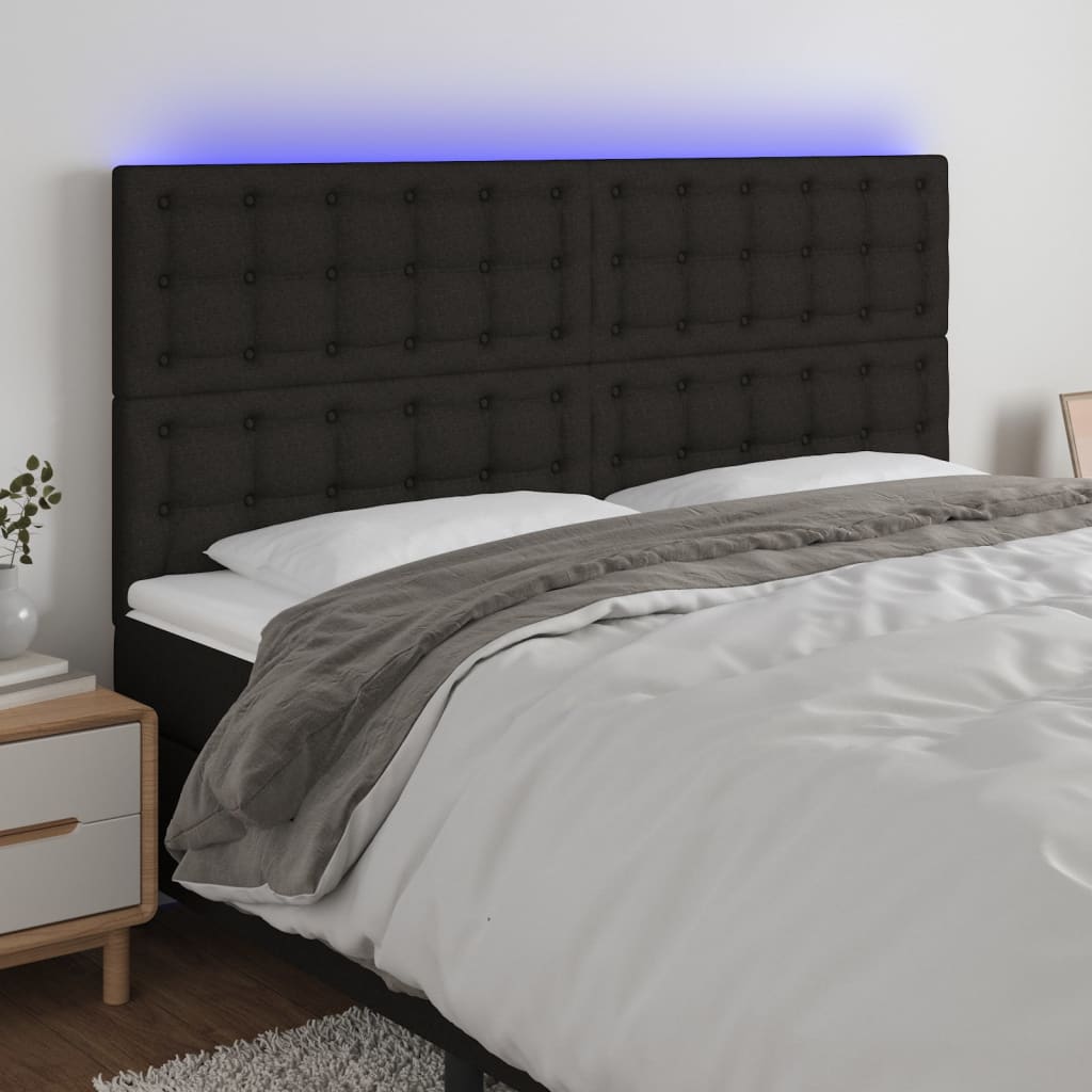 Tête de lit à LED Noir 200x5x118/128 cm Tissu - XIOS