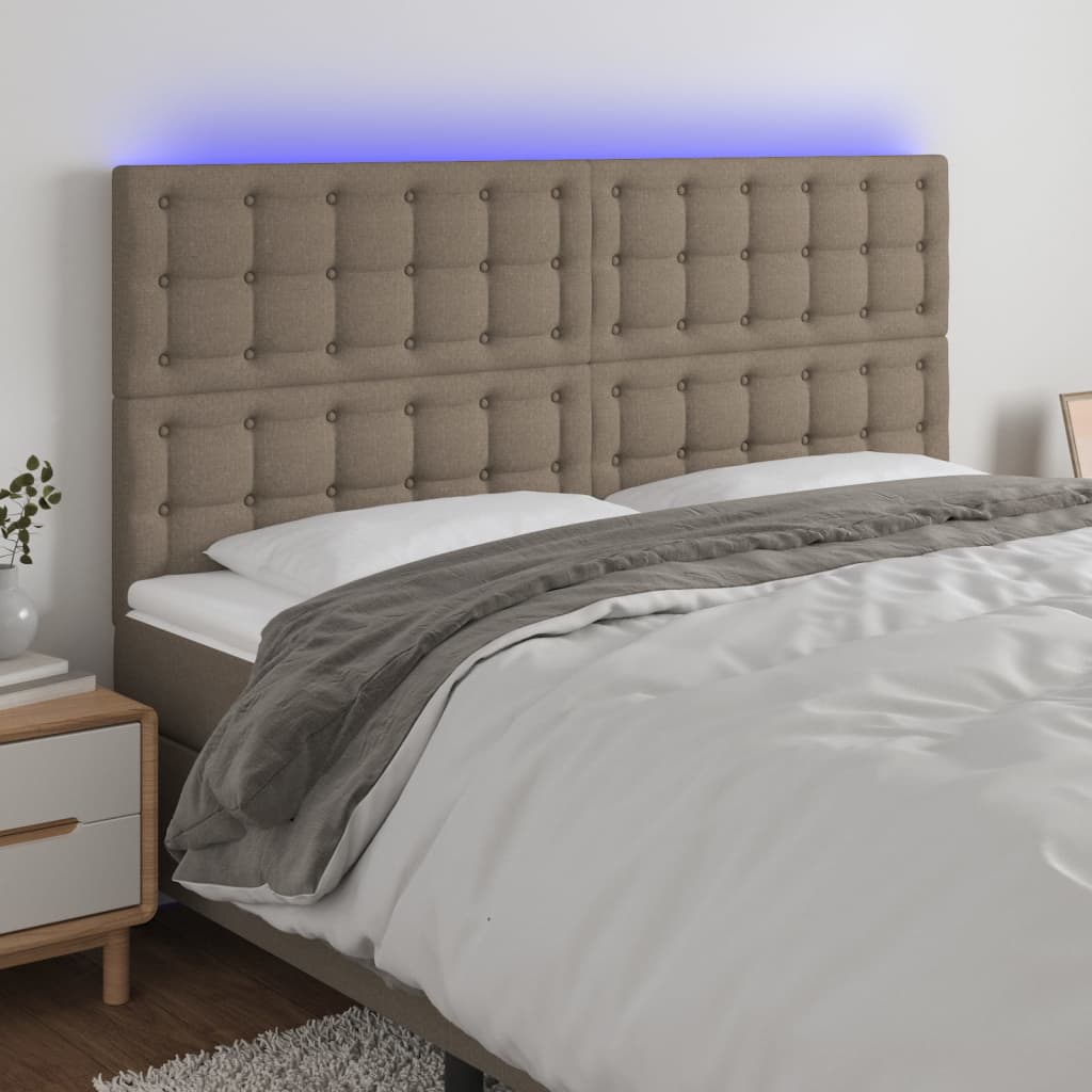 Tête de lit à LED Taupe 200x5x118/128 cm Tissu - XIOS