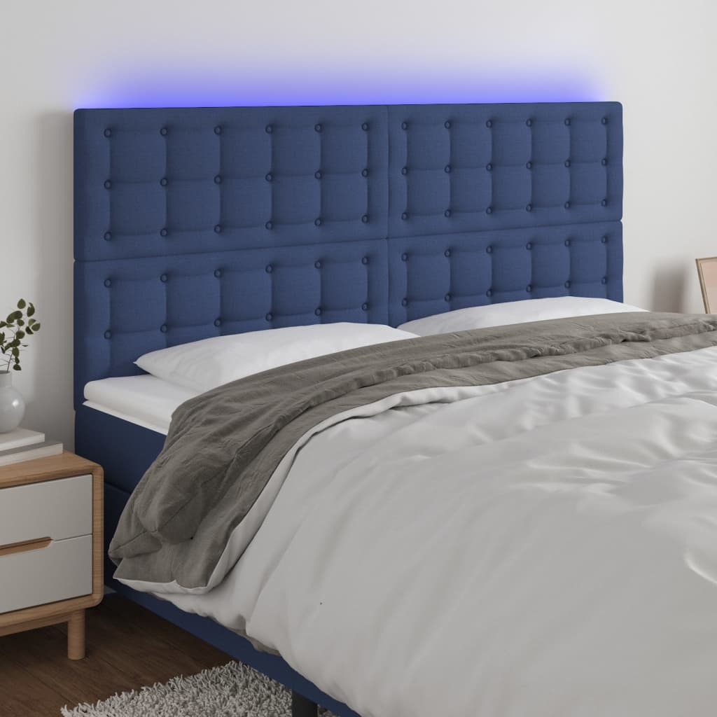 Tête de lit à LED Bleu 200x5x118/128 cm Tissu - XIOS