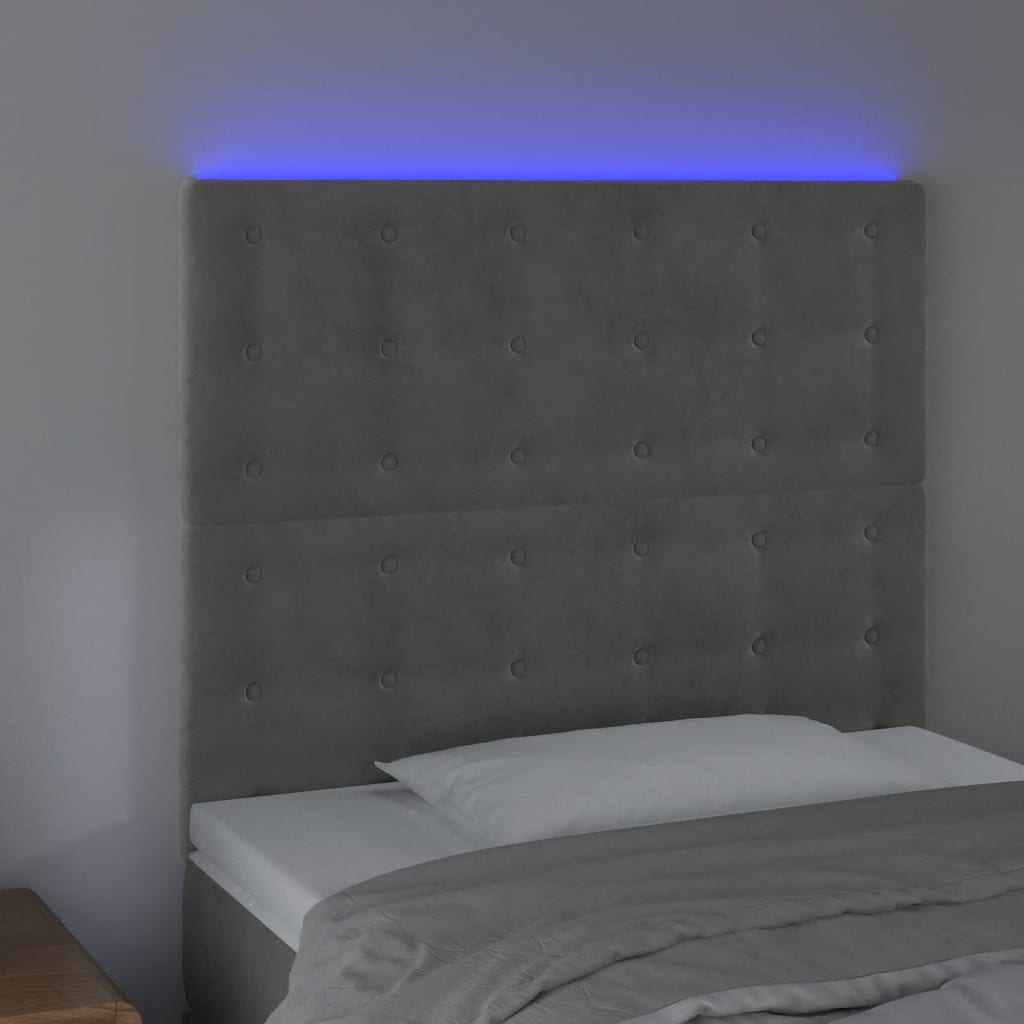 Tête de lit à LED Gris clair 80x5x118/128 cm Velours - XIOS