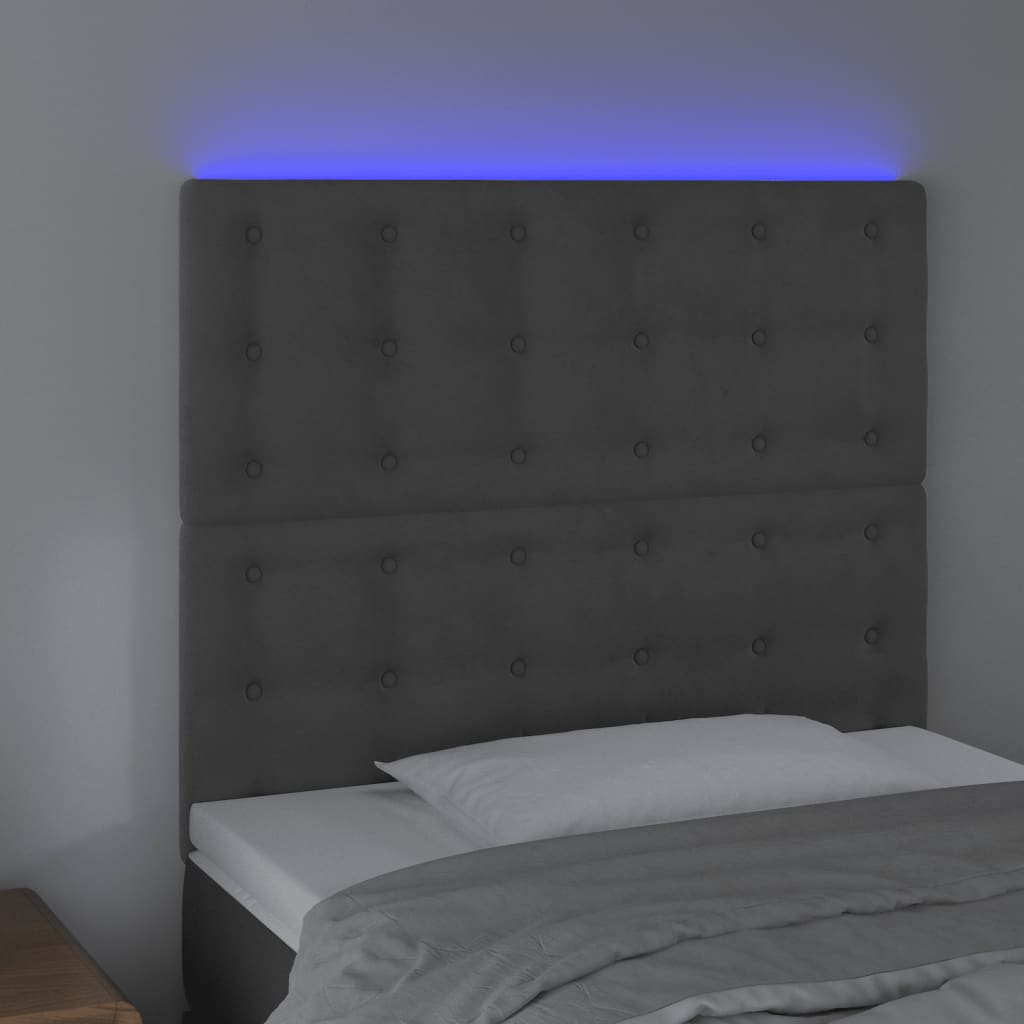 Tête de lit à LED Gris foncé 90x5x118/128 cm Velours - XIOS