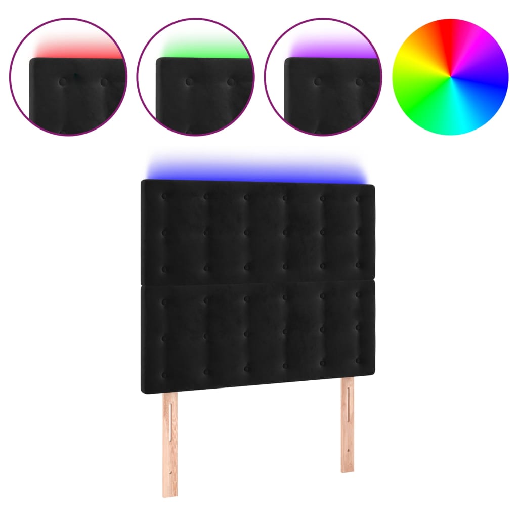 Tête de lit à LED Noir 90x5x118/128 cm Velours - XIOS