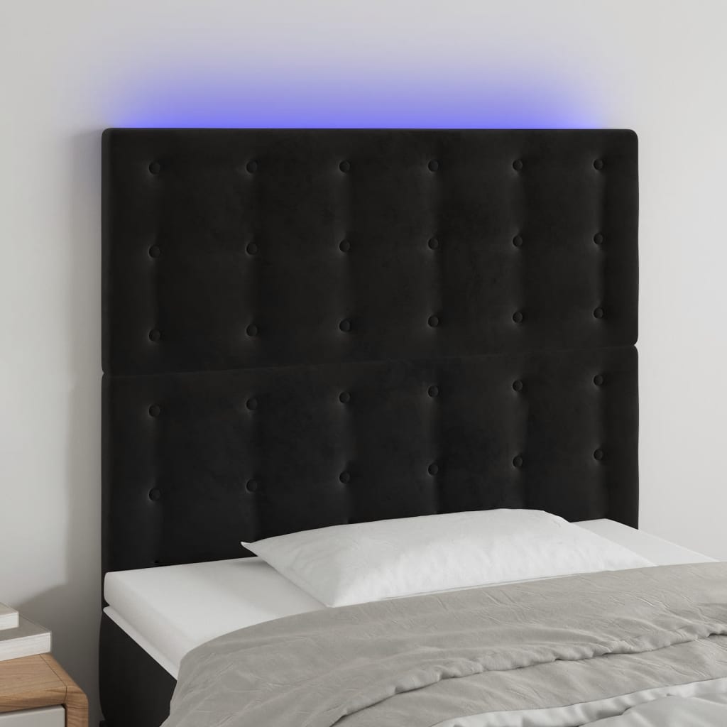 Tête de lit à LED Noir 90x5x118/128 cm Velours - XIOS