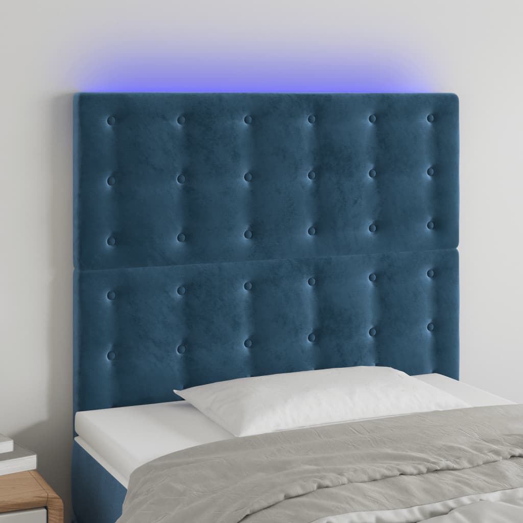 Tête de lit à LED Bleu foncé 90x5x118/128 cm Velours - XIOS