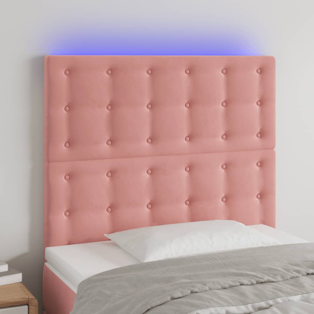 Tête de lit à LED Rose 90x5x118/128 cm Velours - XIOS
