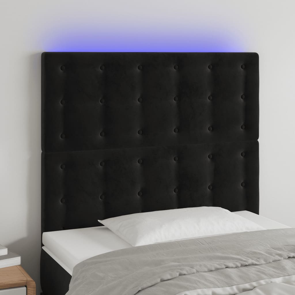 Tête de lit à LED Noir 100x5x118/128 cm Velours - XIOS