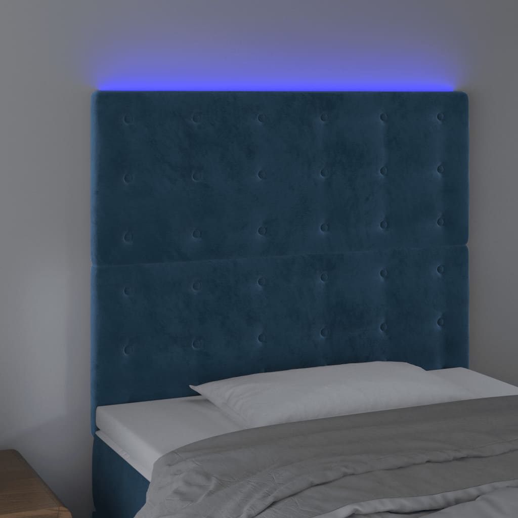 Tête de lit à LED Bleu foncé 100x5x118/128 cm Velours - XIOS
