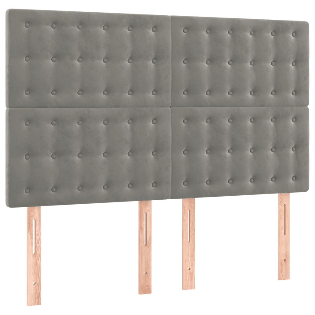 Tête de lit à LED Gris clair 144x5x118/128 cm Velours - XIOS