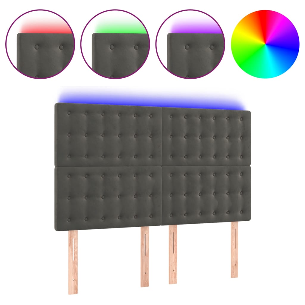 Tête de lit à LED Gris foncé 144x5x118/128 cm Velours - XIOS