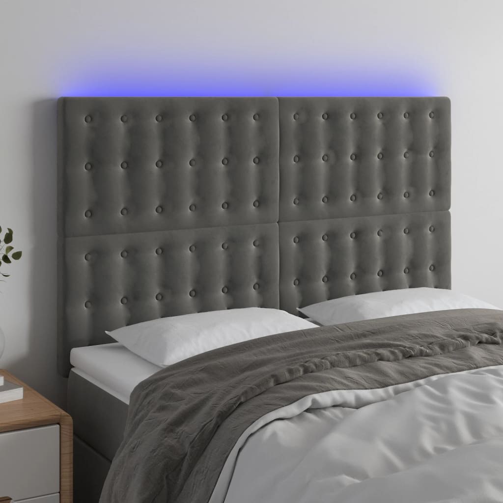 Tête de lit à LED Gris foncé 144x5x118/128 cm Velours - XIOS