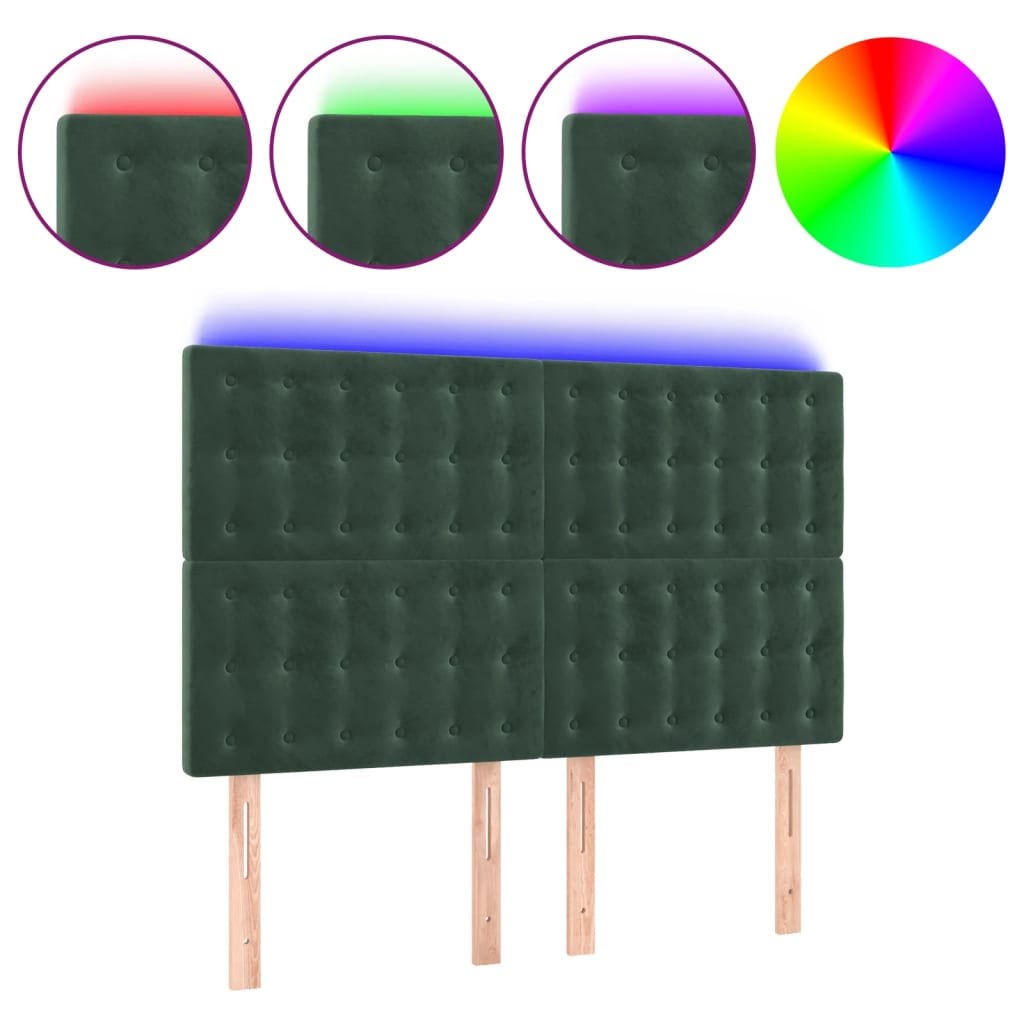 Tête de lit à LED Vert foncé 144x5x118/128 cm Velours - XIOS