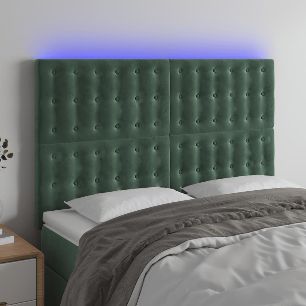 Tête de lit à LED Vert foncé 144x5x118/128 cm Velours - XIOS