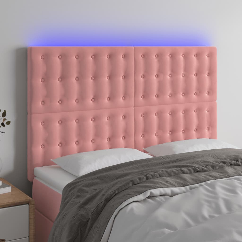 Tête de lit à LED Rose 144x5x118/128 cm Velours - XIOS