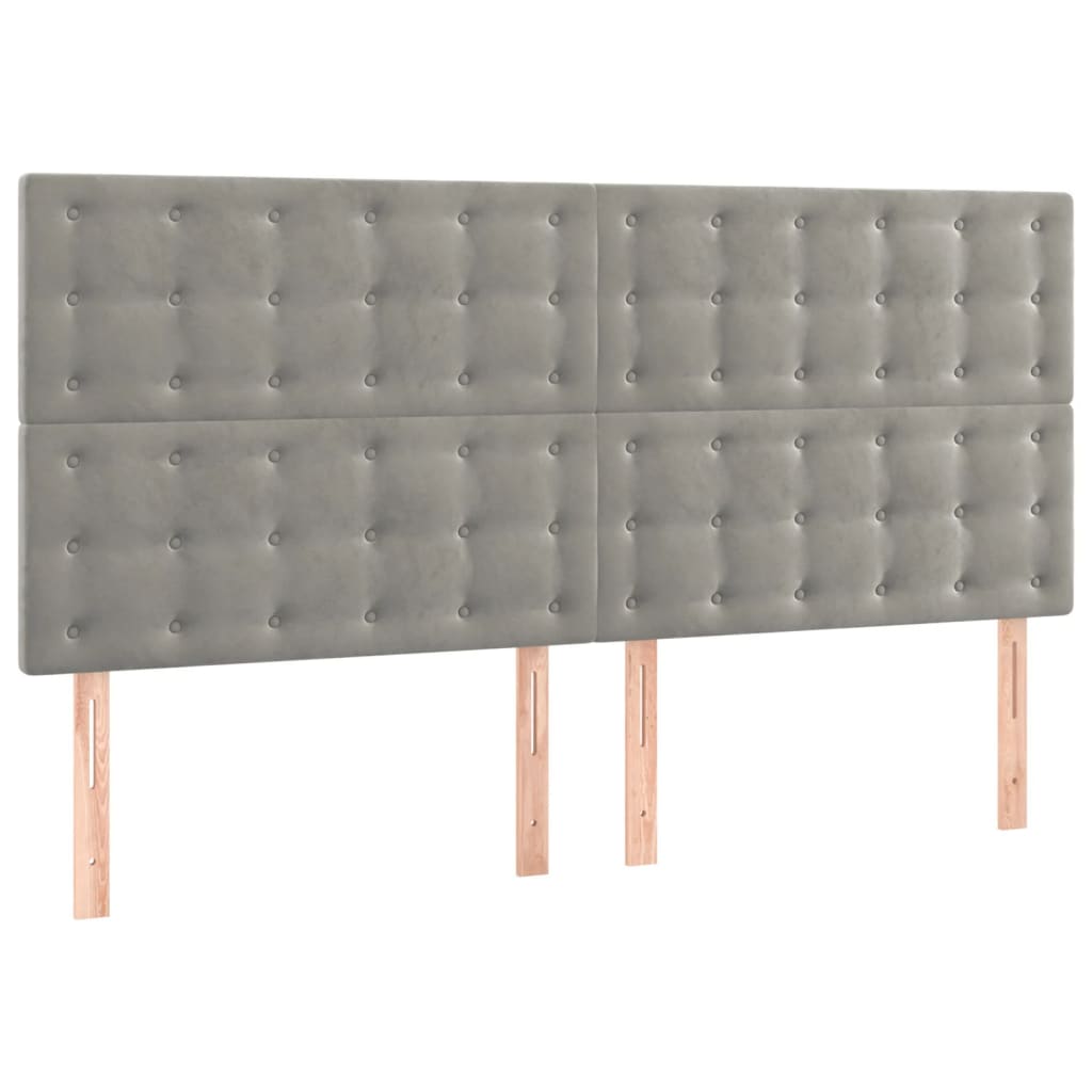 Tête de lit à LED Gris clair 160x5x118/128 cm Velours - XIOS