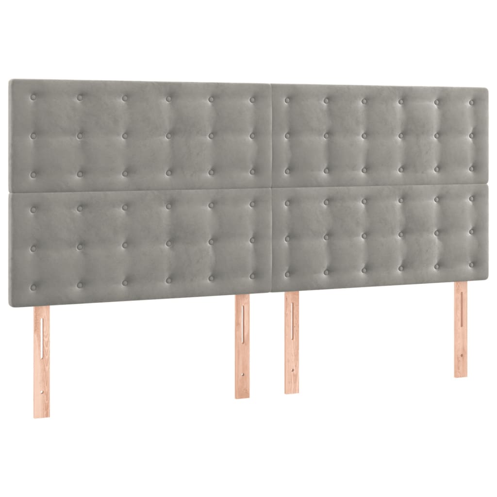 Tête de lit à LED Gris clair 180x5x118/128 cm Velours - XIOS