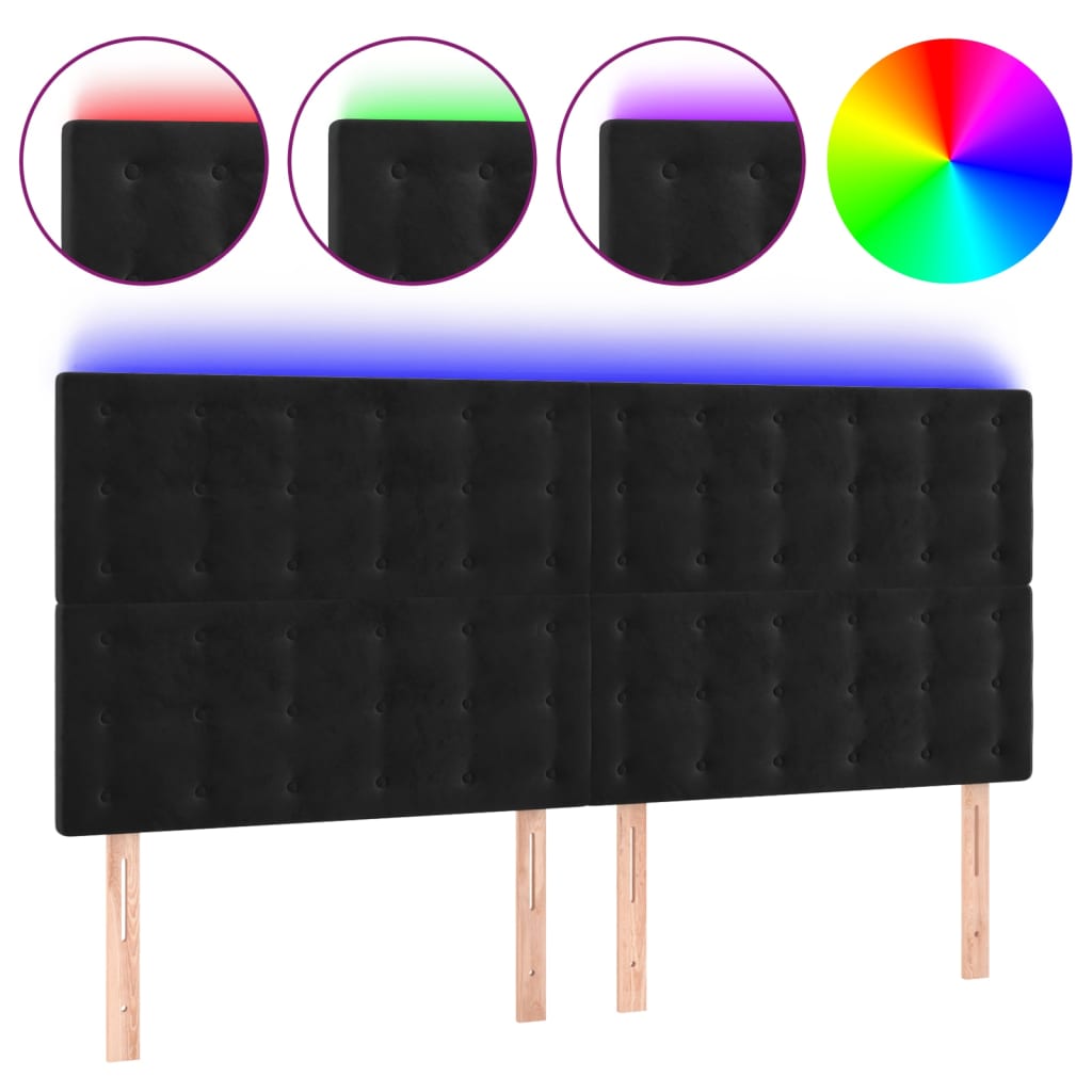 Tête de lit à LED Noir 180x5x118/128 cm Velours - XIOS