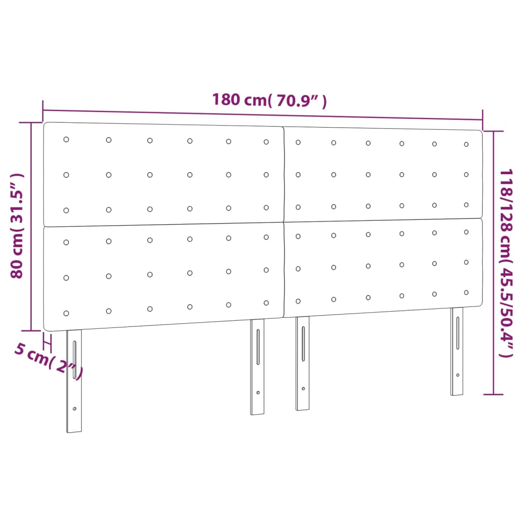 Tête de lit à LED Noir 180x5x118/128 cm Velours - XIOS