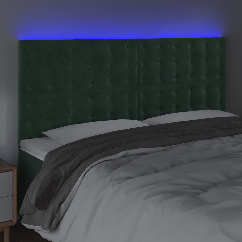 Tête de lit à LED Vert foncé 180x5x118/128 cm Velours - XIOS