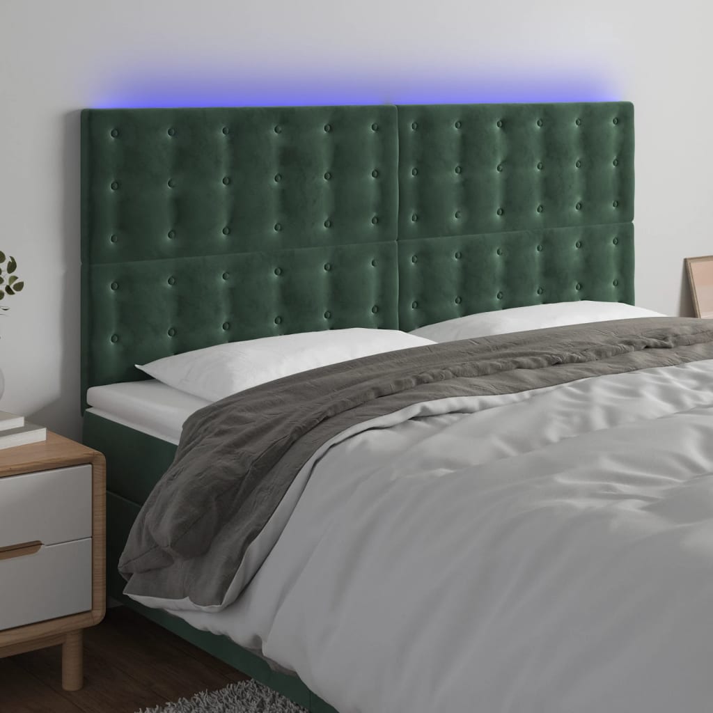 Tête de lit à LED Vert foncé 180x5x118/128 cm Velours - XIOS