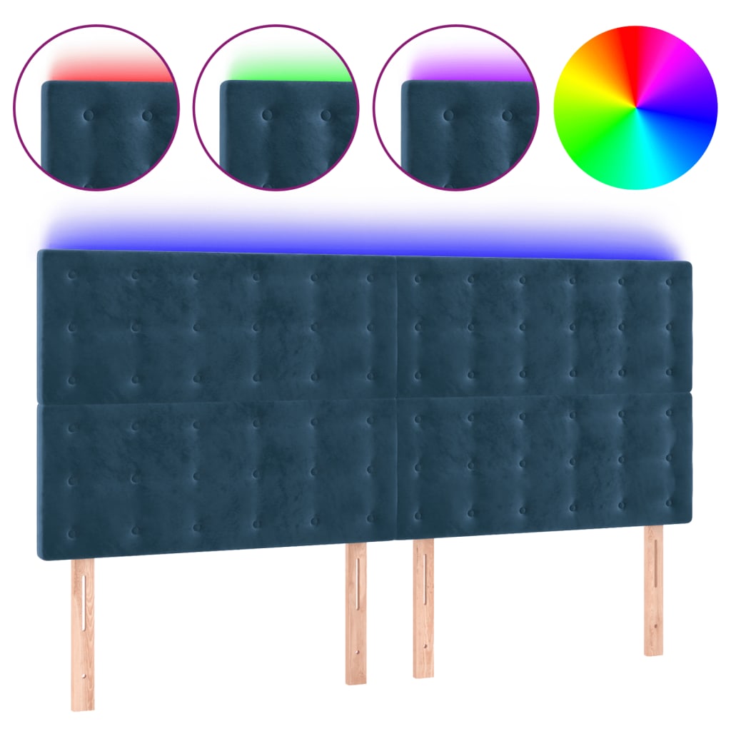 Tête de lit à LED Bleu foncé 180x5x118/128 cm Velours - XIOS